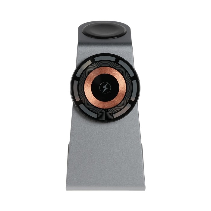 Беспроводное зарядное устройство T3, 3 в 1, 15 Вт + 5 Вт + 5 Вт, MagSafe, серебристое Беспроводное зарядное устройство T3, 3 в 1, 15 Вт + 5 Вт + 5 Вт, MagSafe, серебристое