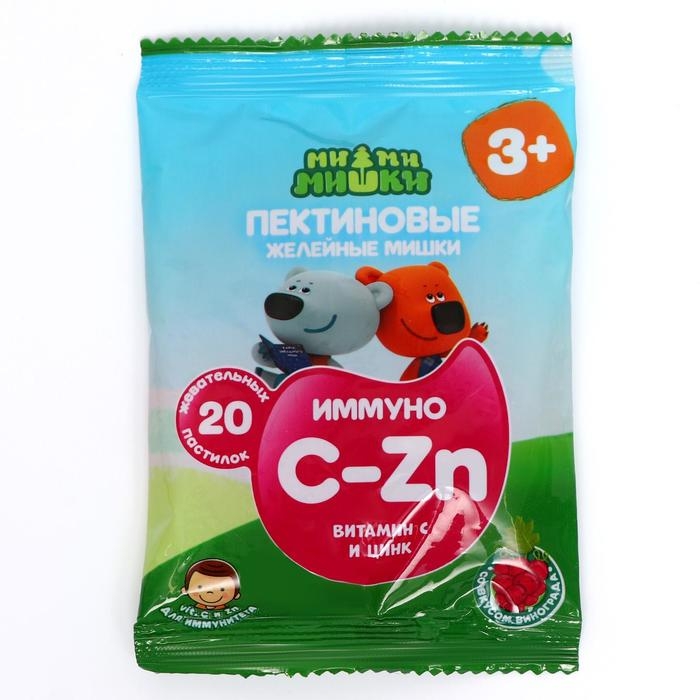 Иммуно Витамин С и цинк Ми-Ми-Мишки со вкусом винограда, 20 жевательных пастилок по 2 г Иммуно Витамин С и цинк Ми-Ми-Мишки со вкусом винограда, 20 жевательных пастилок по 2 г