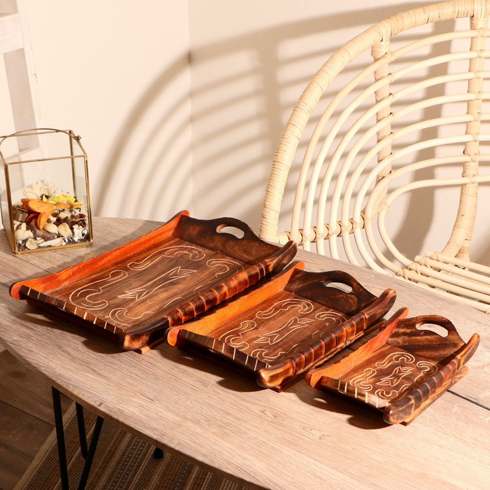 Набор подносов "Сказка" дерево 38х22х5,5 см