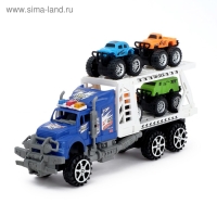 Грузовик инерционный «Перевозчик» с 4 машинами, МИКС Грузовик инерционный «Перевозчик» с 4 машинами, МИКС