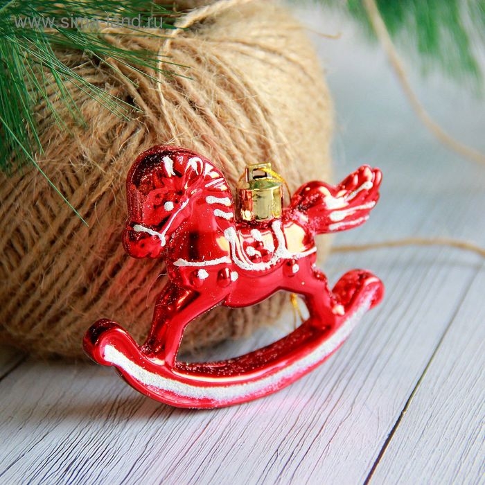 Украшение ёлочное Украшение ёлочное "Лошадка-качалка" (набор 3 шт) 6х8 см, красный
