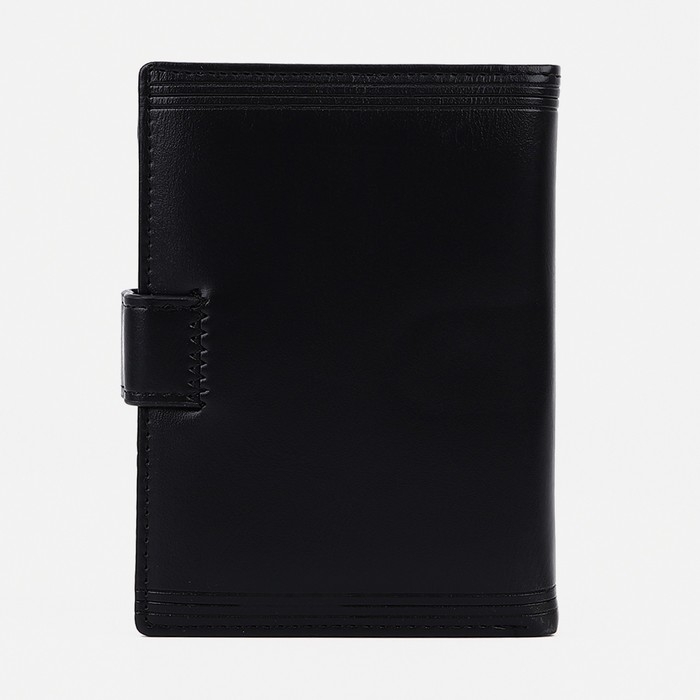 Портмоне мужское на кнопке, 3 в 1, для автодокументов, паспорта, карт, купюр, цвет чёрный Портмоне мужское на кнопке, 3 в 1, для автодокументов, паспорта, карт, купюр, цвет чёрный