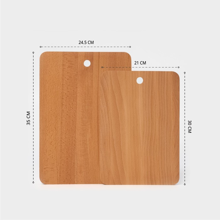 Нaбор досок разделочных нa подстaвке Adelica, 2 шт: 30&times;21 см, 35&times;24,5 см, мaссив букa