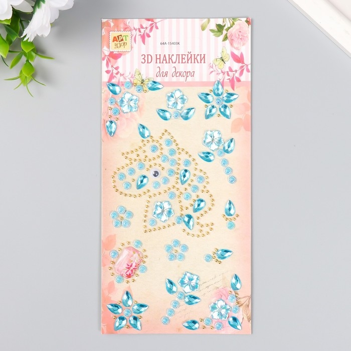 Наклейка пластик стразы Наклейка пластик стразы "Единорожка" МИКС 19х9 см