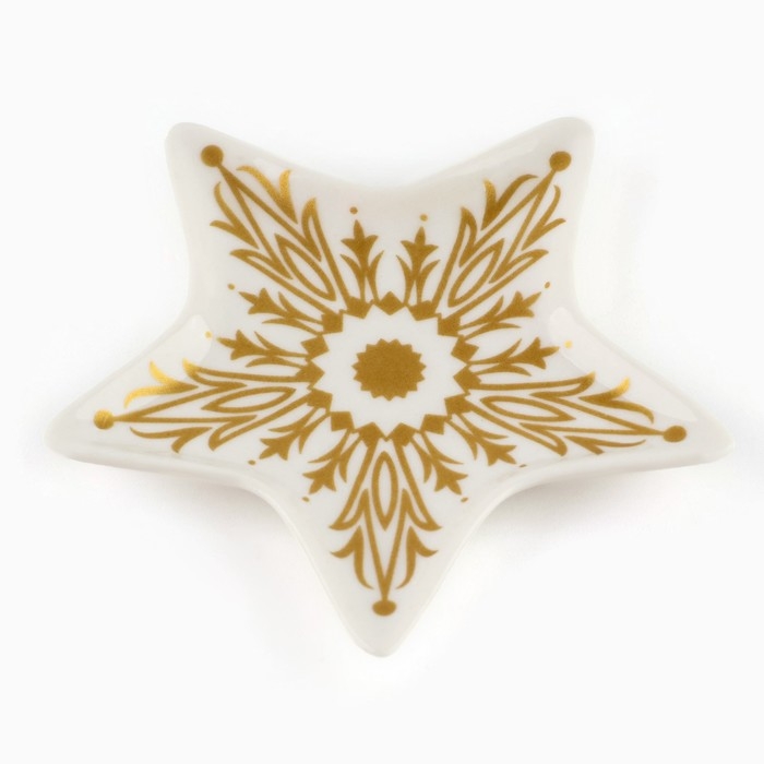Новый год. Подставка керамическая &laquo;Снежинка&raquo;, 8 х 9 см , цвет белый