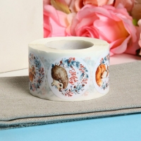 Новый год. Наклейки в рулоне "Зверята", 500 шт, 3,8 х 3,8 см