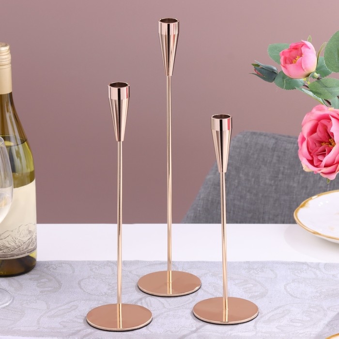 Набор из 3 подсвечников, металл, D=5 см H=36,5/31/26 см Набор из 3 подсвечников, металл, D=5 см H=36,5/31/26 см