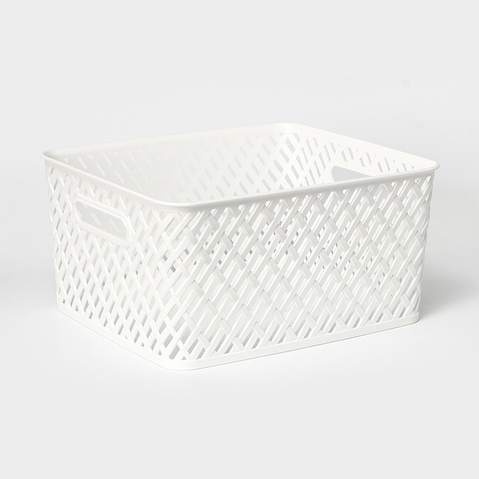 Корзина для хранения &laquo;Плетёнка&raquo;, 35&times;29&times;17,5 см, цвет белый