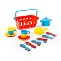 Корзина с детской посудой TOP chef на 4 персоны, цвета МИКС Корзина с детской посудой TOP chef на 4 персоны, цвета МИКС