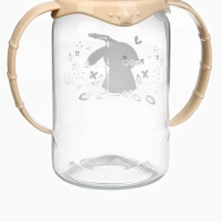 Бутылочка для кормления «Зайчик» 150 мл, цилиндр, с ручками, цвет бежевый Бутылочка для кормления «Зайчик» 150 мл, цилиндр, с ручками, цвет бежевый