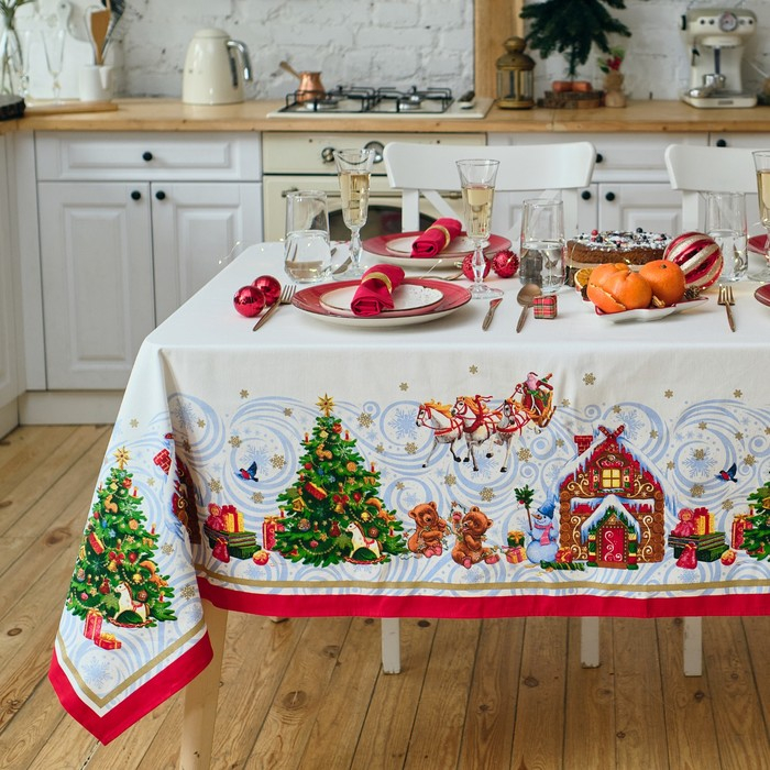 Набор столовый "Новогодняя сказка", скат.145х175см +/-3см с ГМВО, салф.40х40см-8 шт, хл100%