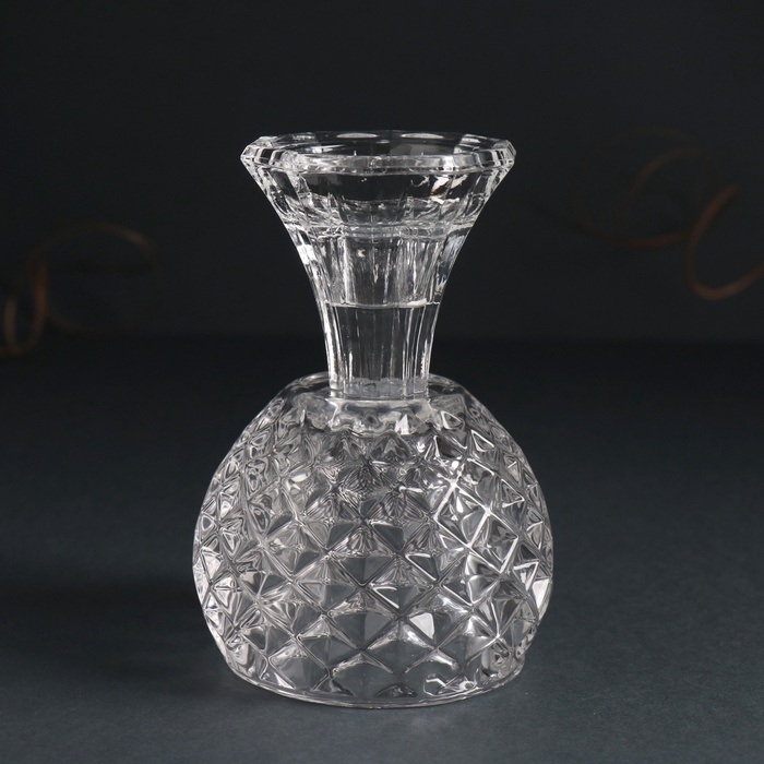 Подсвечник стекло на 1 свечу d=3 см "Ромбы" прозрачный 8х8х11 см