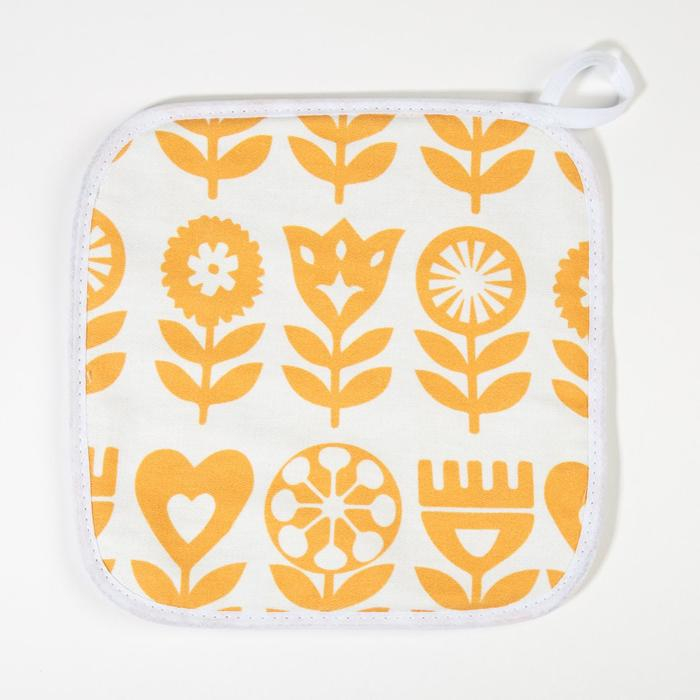 Набор Кухонный Этель Набор Кухонный Этель "Yellow garden", варежка-прихватка 20х27см, прихватка 19х19см, 100% хлопок (МИКС)