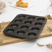 Форма для выпечки Доляна «Неженка», 35×26,5×2,3 см, 12 ячеек, антипригарное покрытие, цвет чёрный Форма для выпечки Доляна «Неженка», 35×26,5×2,3 см, 12 ячеек, антипригарное покрытие, цвет чёрный