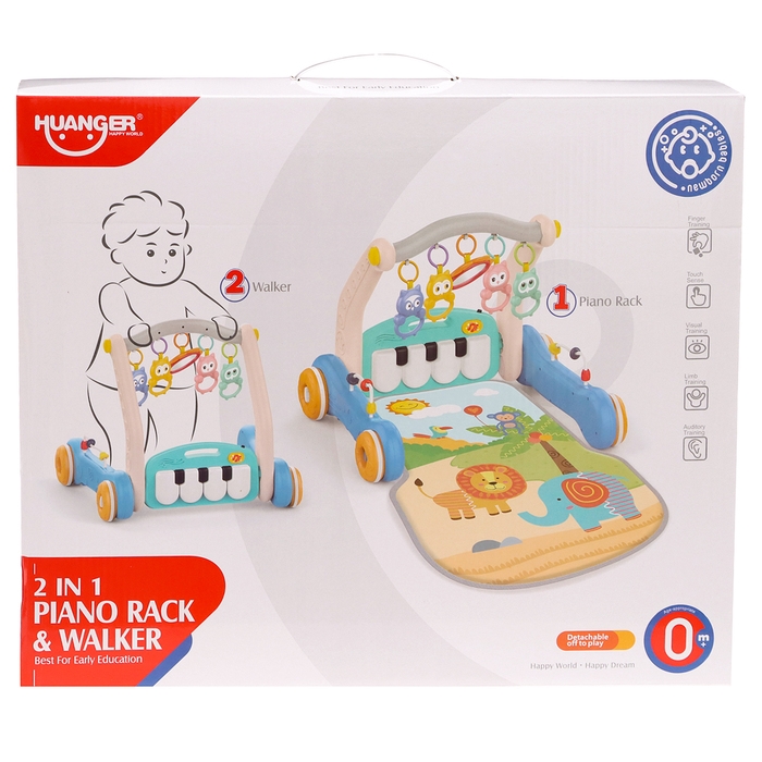 Развивающий коврик-каталка &laquo;Сафари&raquo;, 2 в 1, звуковые эффекты, цвет синий