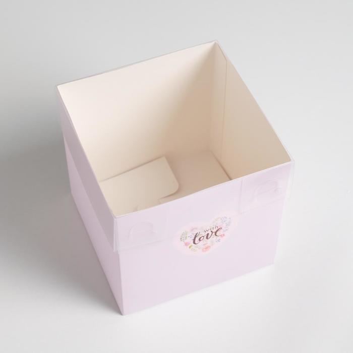 Коробка подарочная для цветов с PVC крышкой, упаковка, &laquo;С Любовью&raquo;, 12 х 12 х 12 см