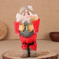 Оберег-домовой "Славуся в льняном колпаке, с рублём", МИКС Оберег-домовой "Славуся в льняном колпаке, с рублём", МИКС