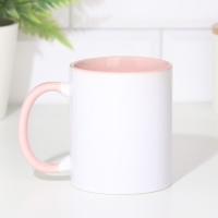 Кружка под сублимацию, керамическая с логотипом, цвет белый, объем 320 мл,дно розового цвета