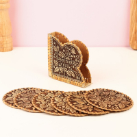 Набор подставок под горячее "Чаепитие", береста Набор подставок под горячее "Чаепитие", береста