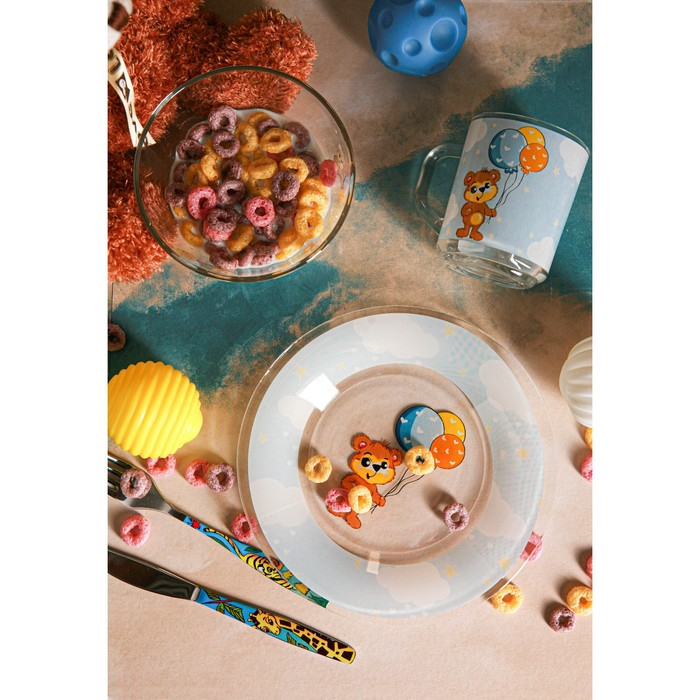 Набор детской посуды Доляна &laquo;Мишутка&raquo;, 3 предмета: кружка 200 мл, миска 450 мл, тарелка d=20 см