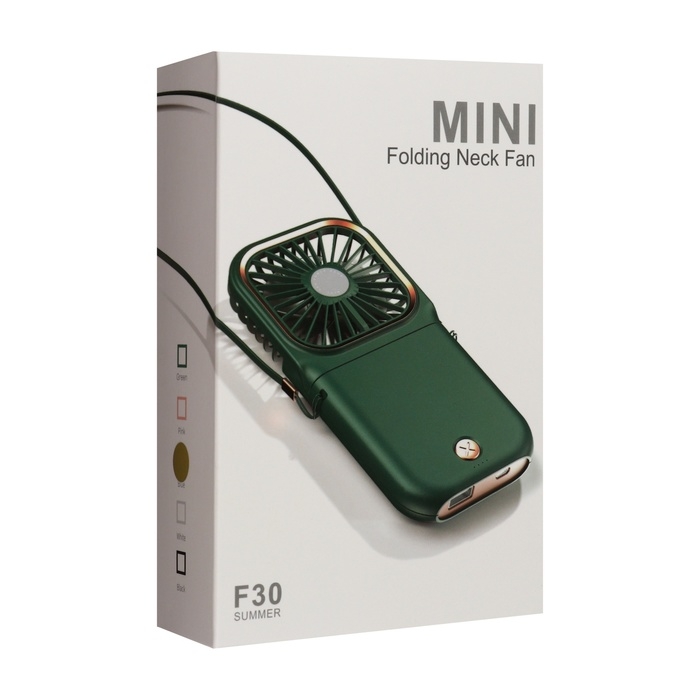 Портативный вентилятор F30, функция Power bank 3000 мАч, 3 режима, USB, складной, синий Портативный вентилятор F30, функция Power bank 3000 мАч, 3 режима, USB, складной, синий