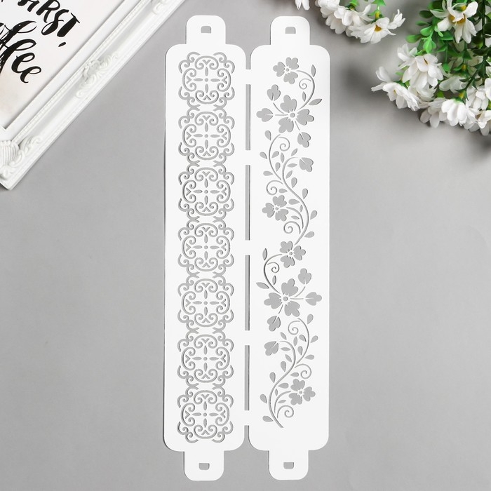 Трафарет бордюрный пластиковый Трафарет бордюрный пластиковый "Узор цветочная ветка" пластик, 11х32 см