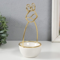 Сувенир керамика, металл подставка "Лягушонок" белая с золотом 9х8х18 см Сувенир керамика, металл подставка "Лягушонок" белая с золотом 9х8х18 см