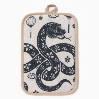 Новый год. Символ года. Змея. Прихватка прямоугольная, 22х15см, МИКС поролон 160г/м, хл70% пэ30% Новый год. Символ года. Змея. Прихватка прямоугольная, 22х15см, МИКС поролон 160г/м, хл70% пэ30%