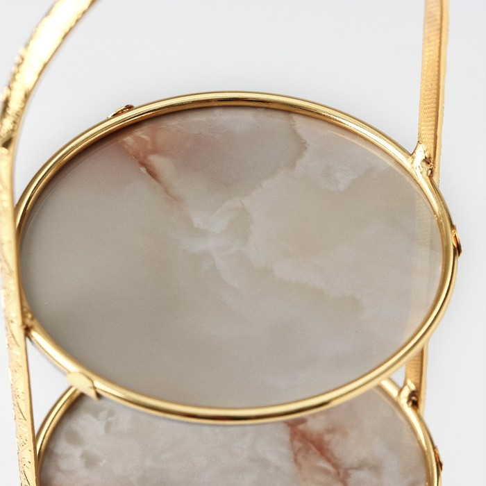 Этажёрка - фруктовница круглая Доляна «Мрамор», 3 яруса, 10,5×29 см, цвет металла золотой Этажёрка - фруктовница круглая Доляна «Мрамор», 3 яруса, 10,5×29 см, цвет металла золотой