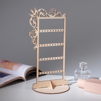 Подставка для украшений &laquo;Вензелёк&raquo; на 20 пар, 14&times;14&times;24 см, толщина 3 мм, цвет бежевый