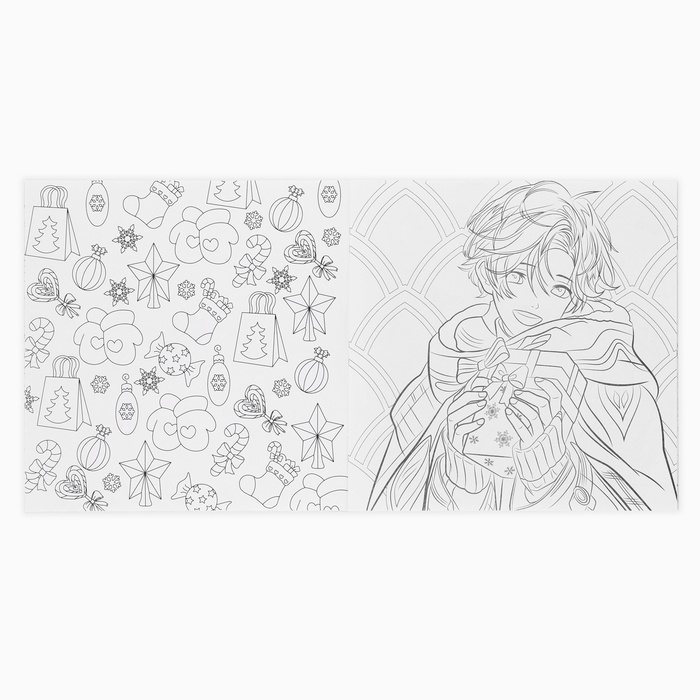 Раскраска антистресс на новый год. Альбом для вдохновения &laquo;Новый год! Аниме&raquo;, 19 страниц