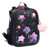 Рюкзак каркасный школьный 38 х 30 х 16 см, эргономичная спинка, Stavia "Звёздочки", серый