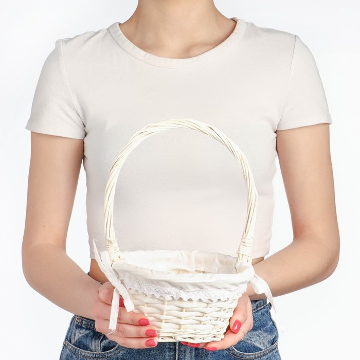 Корзина плетеная &laquo;Витая&raquo;, 18&times;10/26 см, ива, ткань