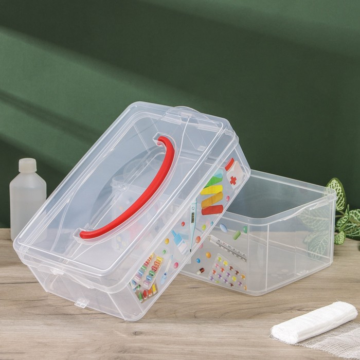 Контейнер универсальный Multi box, 2 секции, с ручкой и декором, рисунок МИКС Контейнер универсальный Multi box, 2 секции, с ручкой и декором, рисунок МИКС