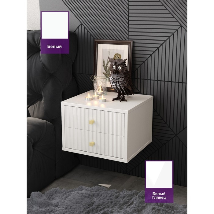 Тумба подвесная Селин, Белый, Белый глянец, Золото "", 380х350х270