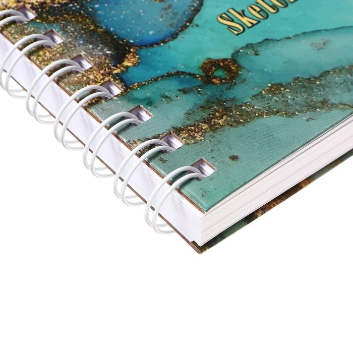 Скетчбук А5, 80 листов на гребне по длинной стороне "Мрамор", твёрдая обложка, блок 100 г/м&sup2;