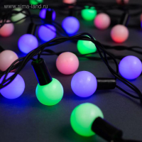 Гирлянда &laquo;Нить&raquo; 10 м с насадками &laquo;Шарики 2.5 см&raquo;, IP44, тёмная нить, 100 LED, свечение мульти (RG/RB), мигание, 220 В