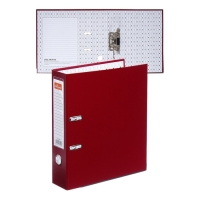 Папка-регистратор А4, 75 мм, Calligrata, ПВХ, тиснение "лен", металлическая окантовка, карман на корешок, собранная, бордовая, микс Папка-регистратор А4, 75 мм, Calligrata, ПВХ, тиснение "лен", металлическая окантовка, карман на корешок, собранная, бордовая, микс