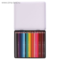 Карандаши акварельные 24 цвета Aquarelle, в металлической коробке с ложементом