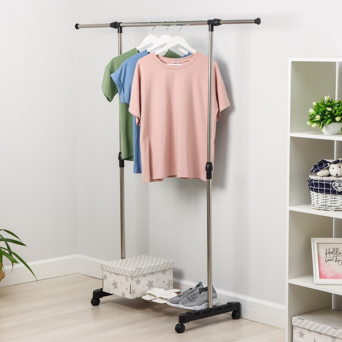 Стойка - вешалка для одежды Доляна, подставка для обуви, телескопическая балка 80(145) см, высота 90(160) см, ширина 43 см