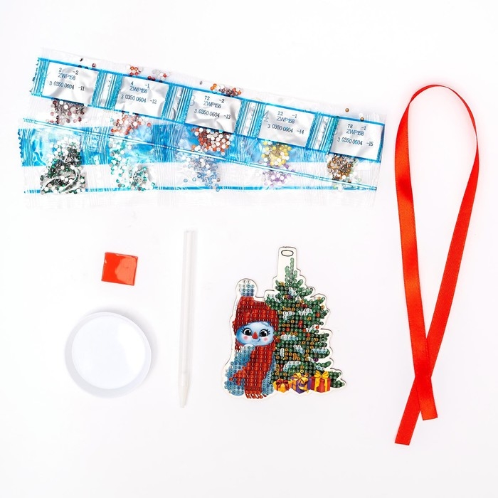 Алмазная мозаика на новый год с частичным заполнением для детей на подвеске &laquo;Снеговик&raquo;, новогодний набор для творчества