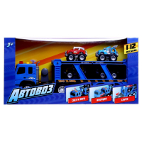 Грузовик инерционный &laquo;Автовоз&raquo;, с 4 джипами, световые эффекты, масштаб 1:12