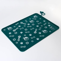 Коврик силиконовый под миску &laquo;Паттерн&raquo;, 30х40 см, зеленый