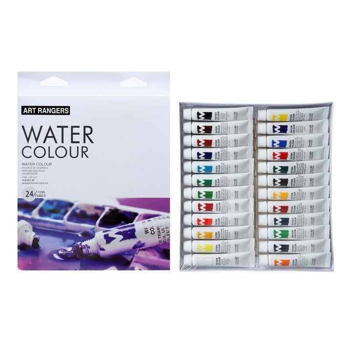 Краски акварельные 12 мл, в металлической тубе, в картонной коробке, 24 цвета Краски акварельные 12 мл, в металлической тубе, в картонной коробке, 24 цвета