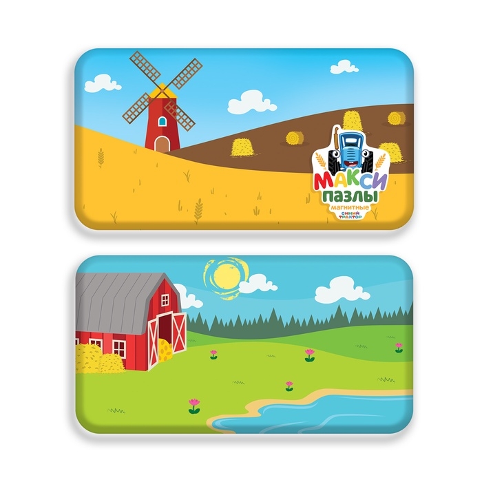 Магнитные макси-пазлы «Синий трактор на ферме», в металлической коробке Магнитные макси-пазлы «Синий трактор на ферме», в металлической коробке