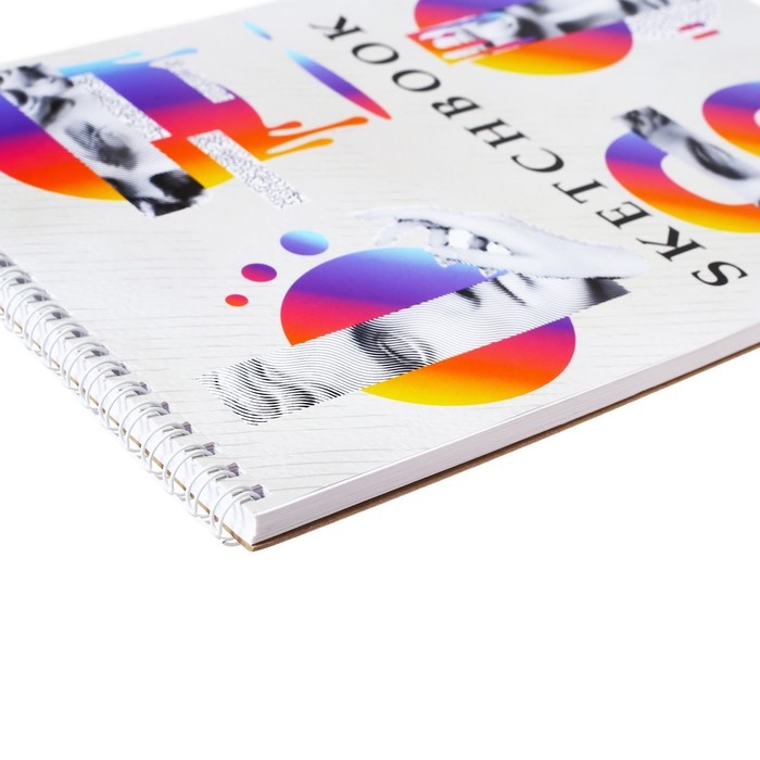 Скетчбук А4, 40 листов на гребне по короткой стороне "На стиле", обложка мелованный картон, твёрдая подложка, блок 100 г/м&sup2;