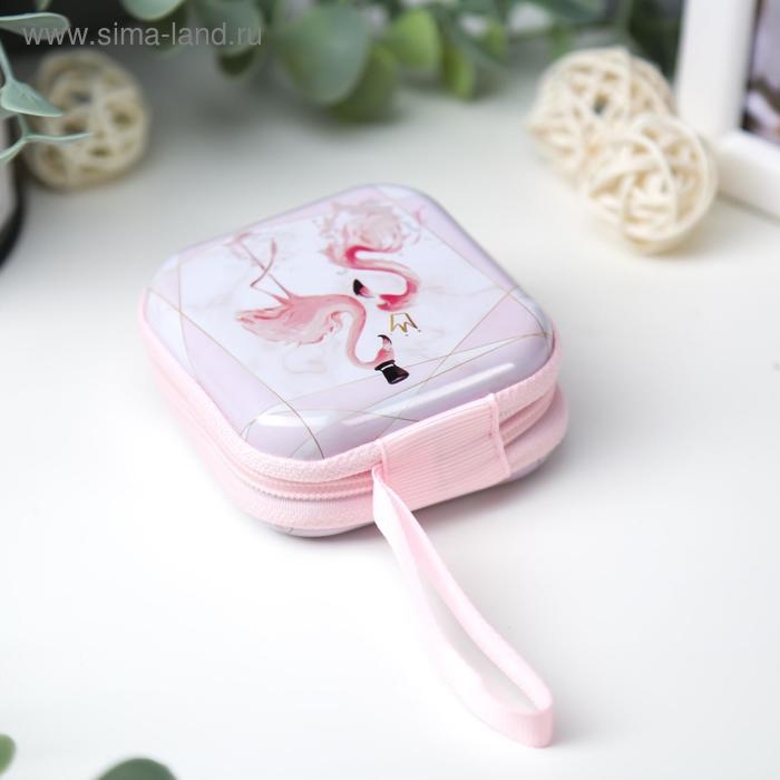 Шкатулка металл на молнии с петелькой Шкатулка металл на молнии с петелькой "Фламинго" 6,5х6,5х3 см