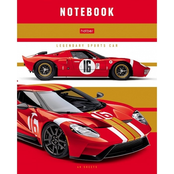 Тетрадь 48 листов в линейку Тетрадь 48 листов в линейку "Спортивные авто", обложка мелованный картон, скруглённые углы, блок офсет 65г/м2, МИКС