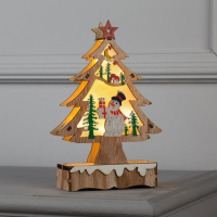 Светодиодная фигура &laquo;Ёлка со снеговиком&raquo; 12 &times; 20 &times; 5 см, дерево, батарейки АААх2 (не в комплекте), свечение тёплое белое