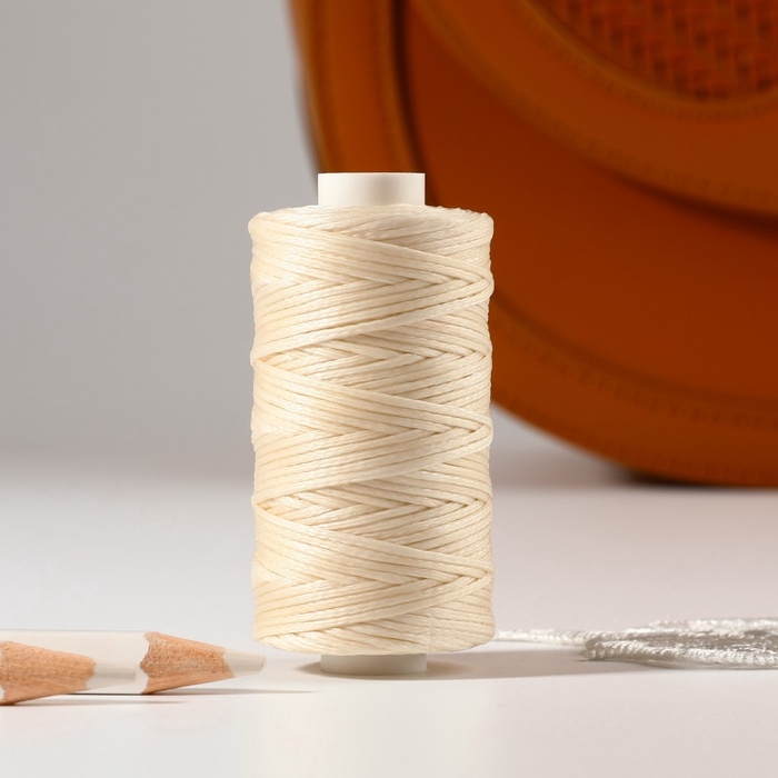 Нитки вощёные, плоские, 210D/16, 1 мм, 50 &plusmn; 2 м, цвет молочный